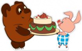 Плакат вырубной. Винни Пух и Пятачок с тортом (из мультфильма Винни Пух). Ф2-12616.