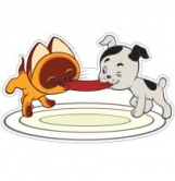Плакат вырубной МИНИ. Гав и щенок делят сосиску (из мультфильма Котенок по имени Гав). ФМ2-12670.